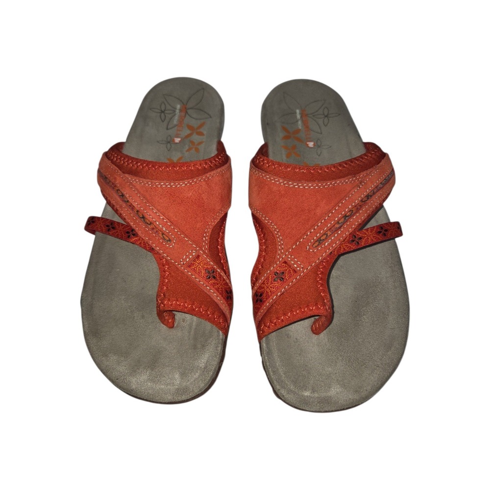 Merrell Sandals Womens 9 Red Clay Slide J21812 Leather